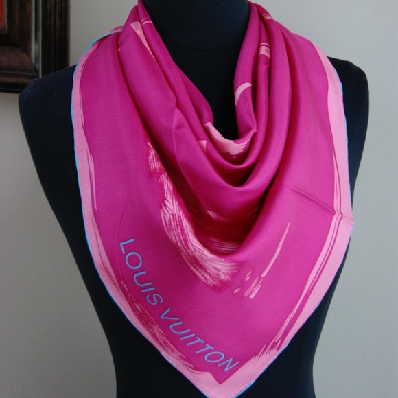 New Louis Vuitton Scarf Arty Fuchsia Hot  Barbie Pink Silk Scarf Wrap - Picture 7 of 7